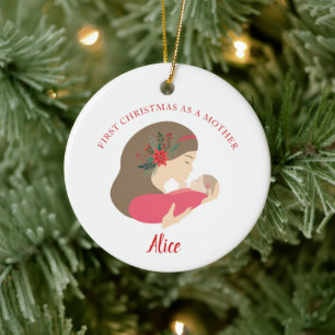 Décoration En Céramique 1er Noël Personnalisé Comme Mère À Bébé Fille