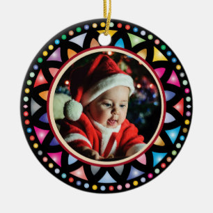 Décoration En Céramique 1ère photo de Noël de bébé en verre tendu