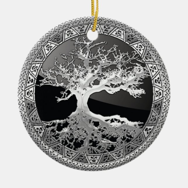 Décoration En Céramique [200] Arbre Celtique de Vie [Argent] (Devant)