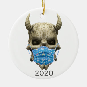 Décoration En Céramique 2020 Covid Demon Crâne avec masque facial Goth
