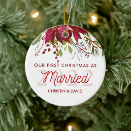 Décoration En Céramique 2022 Notre Premier Noël Marié