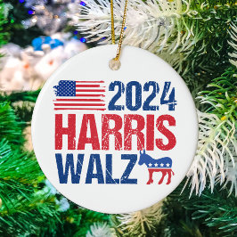 Décoration En Céramique 2024 Harris Walz Democrat Donkey Christmas