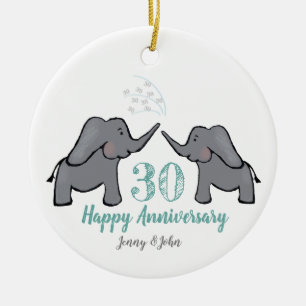 Décoration En Céramique 30e anniversaire du mariage d'éléphants perles
