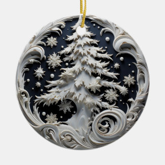 Décoration En Céramique 3D Effect Christmas Tree Ornament | Custom Name