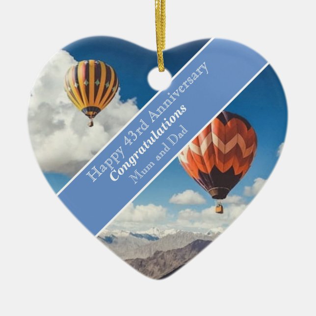 Décoration En Céramique 43e anniversaire du Mariage (Devant)