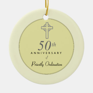 Décoration En Céramique 50e anniversaire du prêtre avec croix bossée