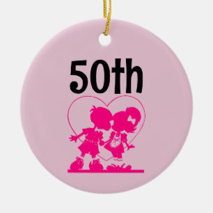 DÉCORATION EN CÉRAMIQUE 50E ANNIVERSAIRE MARIAGE ORNAMENT