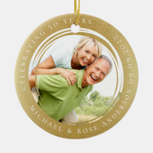 Décoration En Céramique 50e anniversaire Photo Gold Foil