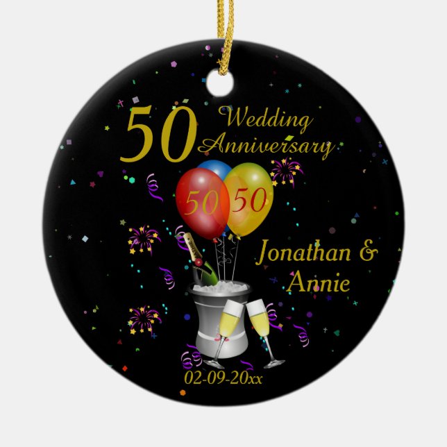 Décoration En Céramique 50e Wedding Anniversary Celebration Bubbly (Devant)
