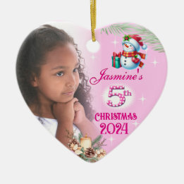 Décoration En Céramique 5th Christmas Personalised Girl's Photo Heart Gift