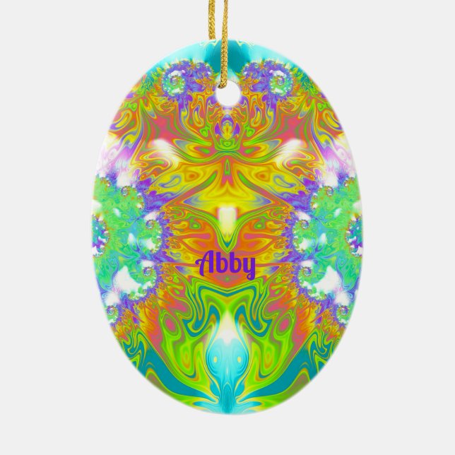 Décoration En Céramique ABBY ~ EASTER EGG ~ FRACTAL Multicolore Pretty (Dos)