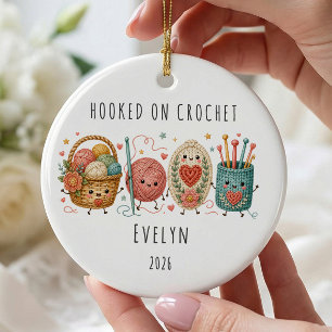 Décoration En Céramique Accro au Crochet Noël Personnalisé