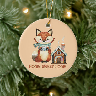 Décoration En Céramique Accueil maison douce renard adorable avec tasse de
