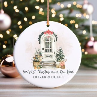 Décoration En Céramique Accueil personnalisé Première aquarelle de Noël