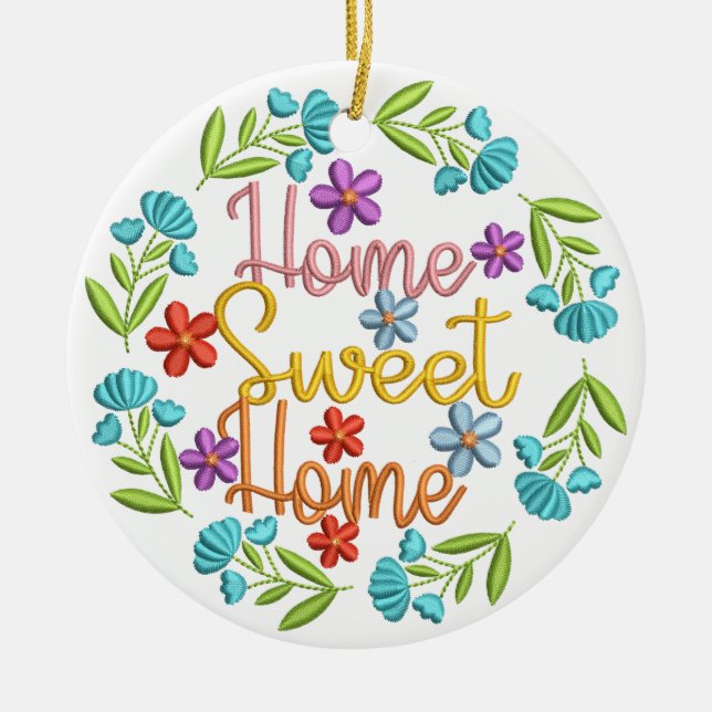 Décoration En Céramique Accueil Sweet Home Citation Belle couleur Fleurs (Devant)