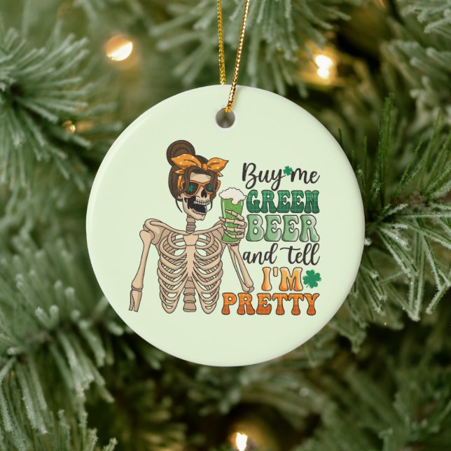 Décoration En Céramique Acheter Me Bière Verte - Squelette | Saint Patrick (Arbre)
