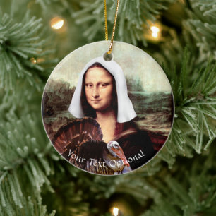 Décoration En Céramique Action de grâce Mona Lisa Pèlerin avec dinde