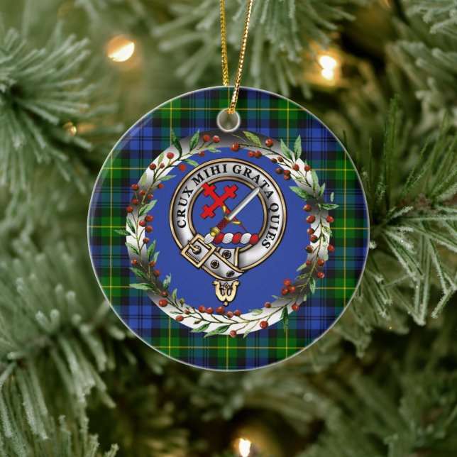 Décoration En Céramique Adam Clan Badge & Tartan Personalized Xmas (Arbre)