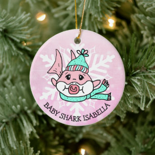 Décoration En Céramique Adorable bébé personnalisé requin et flocon de nei