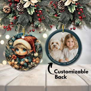 Décoration En Céramique Adorable Elf de Noël personnalisable