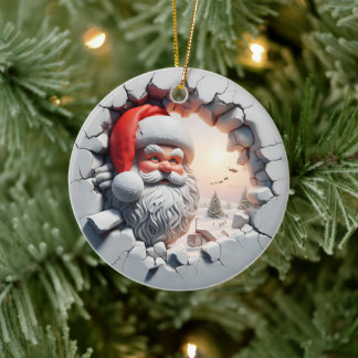 Décoration En Céramique Adorable Père Noël Ornament de Noël 3D
