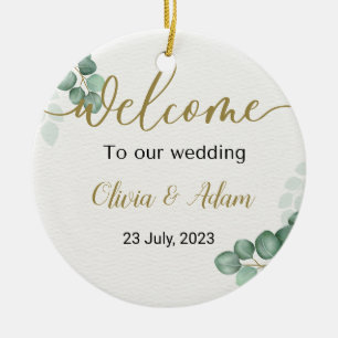 Décoration En Céramique Affiche de bienvenue Mariage Eucalyptus écocouleur