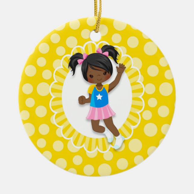 Décoration En Céramique African American Bounce House Jumping Girl (Devant)