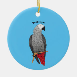 Décoration En Céramique African grey parrot cartoon illustration