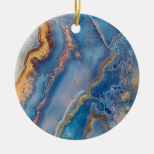 Décoration En Céramique Agate en dentelle bleue