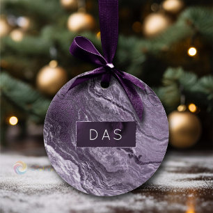 Décoration En Céramique Agate violette cristallisée Moody Marbled Monogr