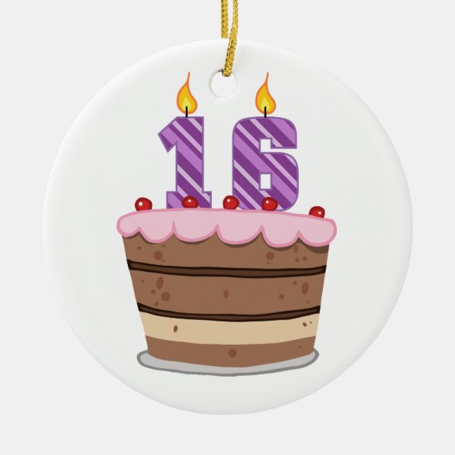 Décoration En Céramique Âge 16 sur le gâteau d'anniversaire (Devant)