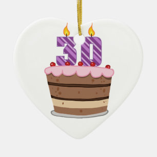 Décoration En Céramique Âge 30 sur le gâteau d'anniversaire