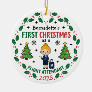 Décoration En Céramique Agent de bord Premier Noël Personnalisé
