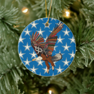 Décoration En Céramique aigle américain bleu