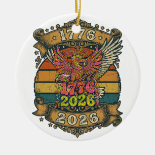 Décoration En Céramique Aigle Vintage 1776 2026 T-shirt Bubble Patriotique