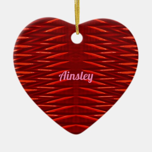 Décoration En Céramique AINSLEY ~ VALENTINE HEART ~ Red Fractal ~ (Devant)