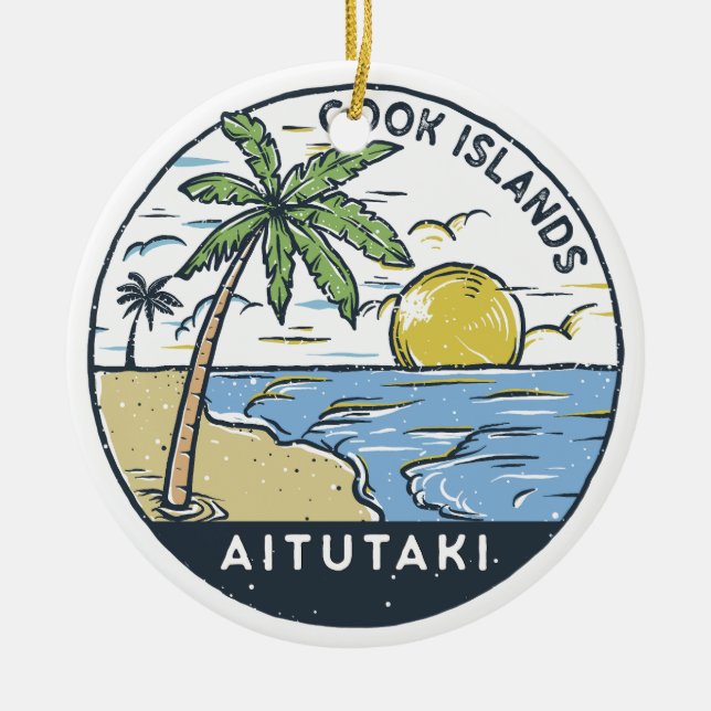 Décoration En Céramique Aitutaki Îles Cook Vintage (Devant)