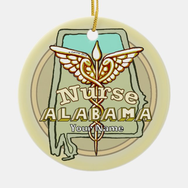 Décoration En Céramique Alabama Nurse Caduceus (Devant)