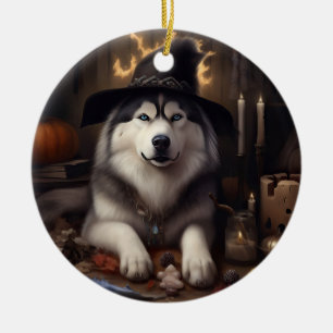 Décoration En Céramique Alaskan Malamute Citrouilles Halloween effrayant