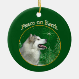 Décoration En Céramique Alaskan malamute la paix