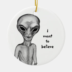Décoration En Céramique Alien gris, je veux croire