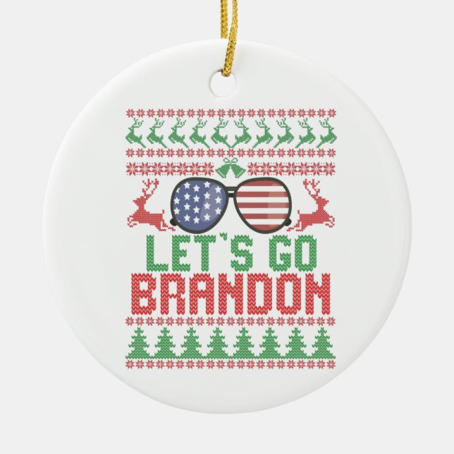 Décoration En Céramique Allez Brandon Drôle Mauvais Chandail de Noël (Devant)