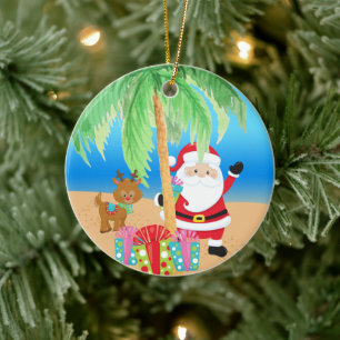 Décoration En Céramique Aloha Père Noël Et Ami