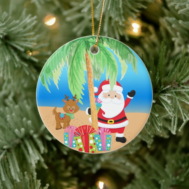 Décoration En Céramique Aloha Père Noël Et Ami (Arbre)