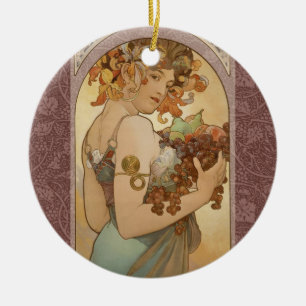Décoration En Céramique Alphonse Mucha Fruit Art Nouveau Vintage Jeune Fil