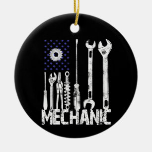 Décoration En Céramique Amateurs mécaniques Mechanic USA Flag