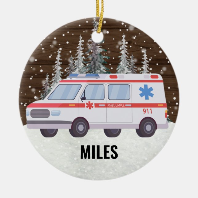 Décoration En Céramique Ambulance EMT Paramedic Christmas (Devant)