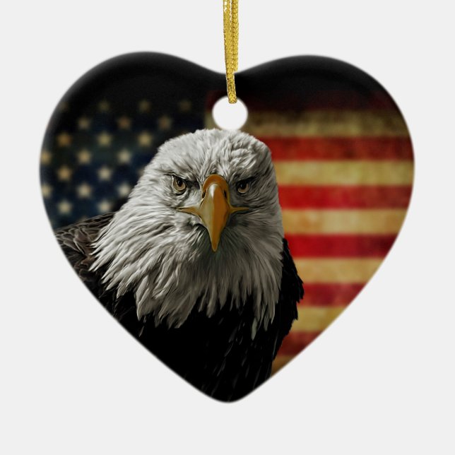 Décoration En Céramique American Bald Eagle on Grunge Flag (Devant)