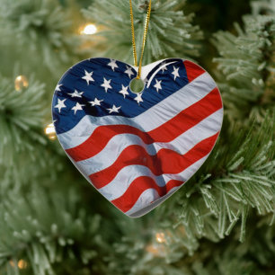 Décoration En Céramique American Flag Heart
