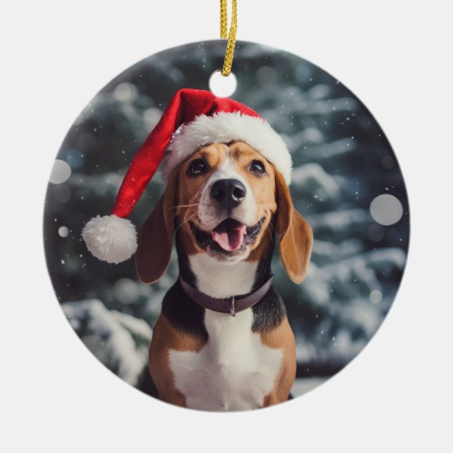 Décoration En Céramique American Foxhound Dog Christmas Keepsakound (Devant)